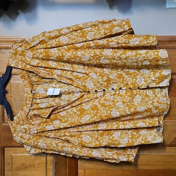 NWT Free People Sweet Escape Ruffle Floral Button Front Blouse - Picture 2 of 10